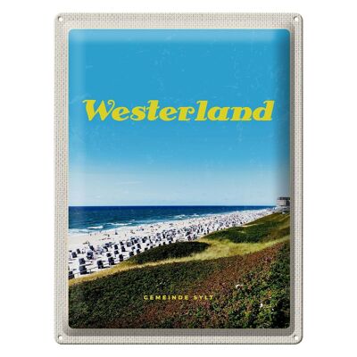Cartel de chapa de viaje 30x40cm Westerland playa mar sillas de playa