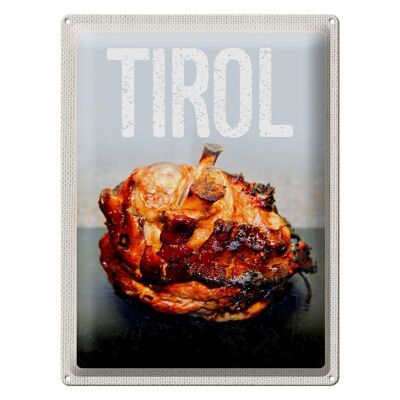 Cartel de chapa de viaje 30x40 cm Plato de codillo de cerdo de carne del Tirol
