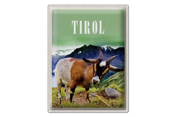 Panneau en étain voyage 30x40cm, Tyrol Europe chèvre montagne forêt naturelle 1