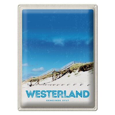 Targa in metallo da viaggio 30x40 cm Westerland Sylt Beach Walkway