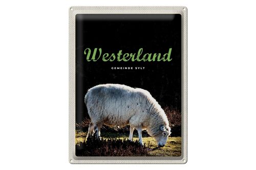 Blechschild Reise 30x40cm Westerland Natur Tiere Schafe Wiese
