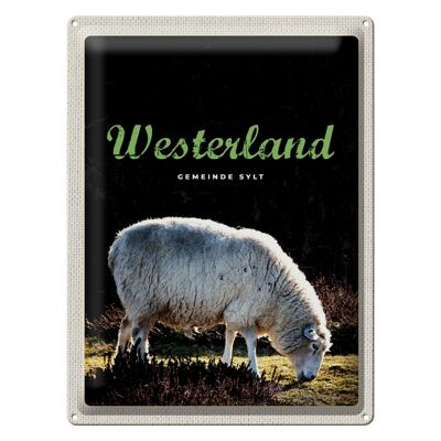 Blechschild Reise 30x40cm Westerland Natur Tiere Schafe Wiese