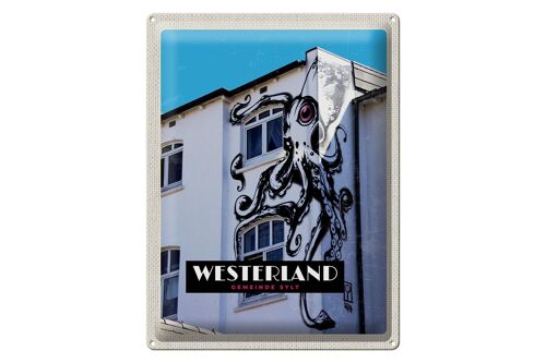 Blechschild Reise 30x40cm Westerland Sylt Tintenfisch Graffiti