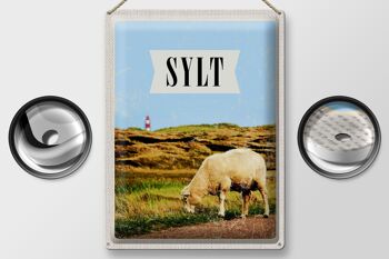 Panneau en étain voyage 30x40cm Sylt ville destination de vacances prairie vacances 2