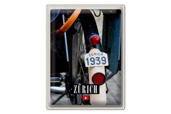 Plaque en tôle voyage 30x40cm Zurich vélo 1939 Europe 1