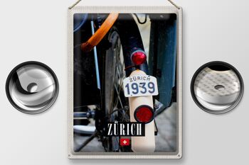 Plaque en tôle voyage 30x40cm Zurich vélo 1939 Europe 2