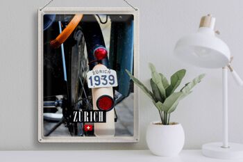 Plaque en tôle voyage 30x40cm Zurich vélo 1939 Europe 3