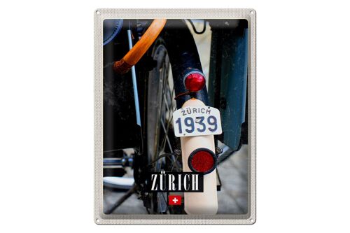 Blechschild Reise 30x40cm Zürich Fahrrad 1939 Europa