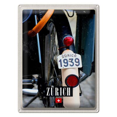 Blechschild Reise 30x40cm Zürich Fahrrad 1939 Europa