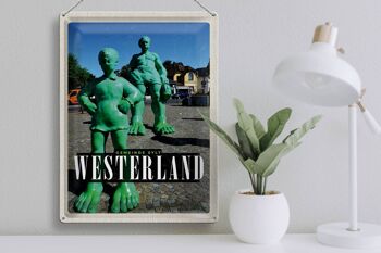 Signe en étain voyage 30x40cm, Sculpture Westerland géant de voyage 3