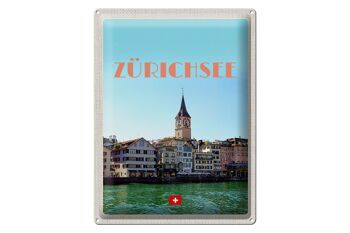 Plaque en tôle voyage 30x40cm Zurich Suisse vue sur le lac et la ville 1