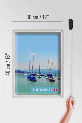 Plaque en tôle voyage 30x40cm Bateaux de Zurich sur le lac de Zurich en été 4