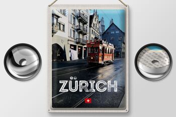 Plaque en tôle voyage 30x40cm Zurich Suisse tramway 2