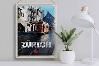 Plaque en tôle voyage 30x40cm Zurich Suisse tramway 3