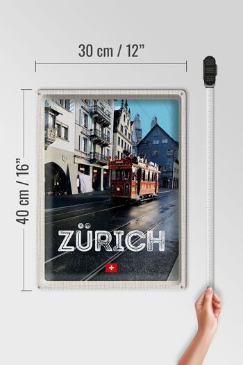 Plaque en tôle voyage 30x40cm Zurich Suisse tramway 4