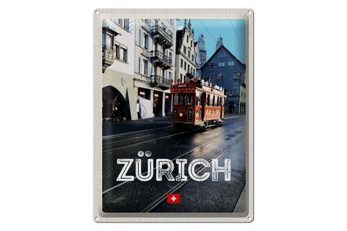 Blechschild Reise 30x40cm Zürich Schweiz Straßenbahn