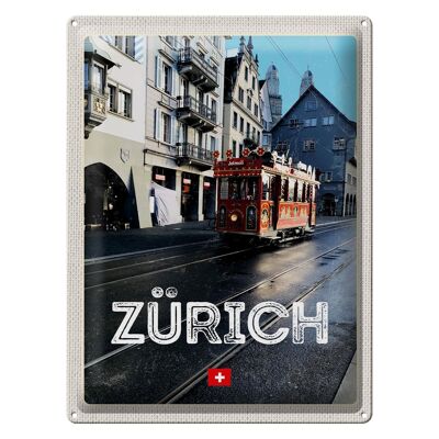 Cartel de chapa viaje 30x40cm Zurich Suiza tranvía