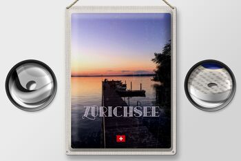 Panneau en étain voyage 30x40cm, Zurich, suisse, lac de Zurich, vacances nature 2