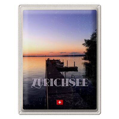 Cartel de chapa de viaje, 30x40cm, Zúrich, Suiza, lago, Zúrich, naturaleza, vacaciones