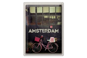 Plaque en tôle voyage 30x40cm Amsterdam ville vélo nature à pied 1