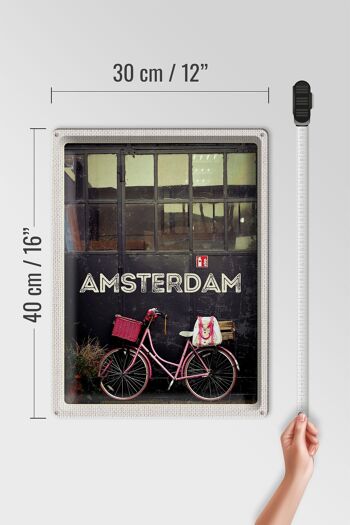 Plaque en tôle voyage 30x40cm Amsterdam ville vélo nature à pied 4