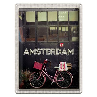 Blechschild Reise 30x40cm Amsterdam Stadt Fahrrad Natur zu Fuß