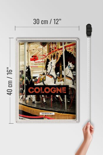 Signe en étain voyage 30x40cm Cologne allemagne carrousel à chevaux amusant 4