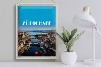 Plaque en tôle voyage 30x40cm Zurich vue sur les vacances en ville 3