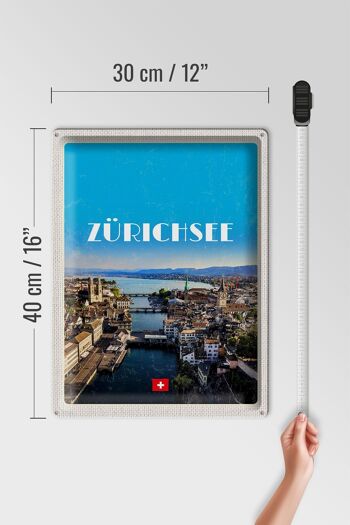 Plaque en tôle voyage 30x40cm Zurich vue sur les vacances en ville 4