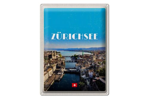 Blechschild Reise 30x40cm Zürich Ausblick auf die Stadt Urlaub