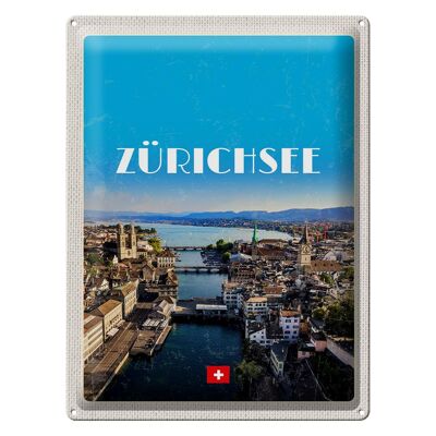 Plaque en tôle voyage 30x40cm Zurich vue sur les vacances en ville