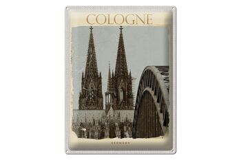 Plaque en tôle voyage 30x40cm Pont de la cathédrale de Cologne noir blanc 1