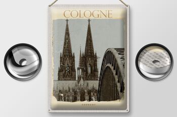 Plaque en tôle voyage 30x40cm Pont de la cathédrale de Cologne noir blanc 2