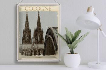 Plaque en tôle voyage 30x40cm Pont de la cathédrale de Cologne noir blanc 3