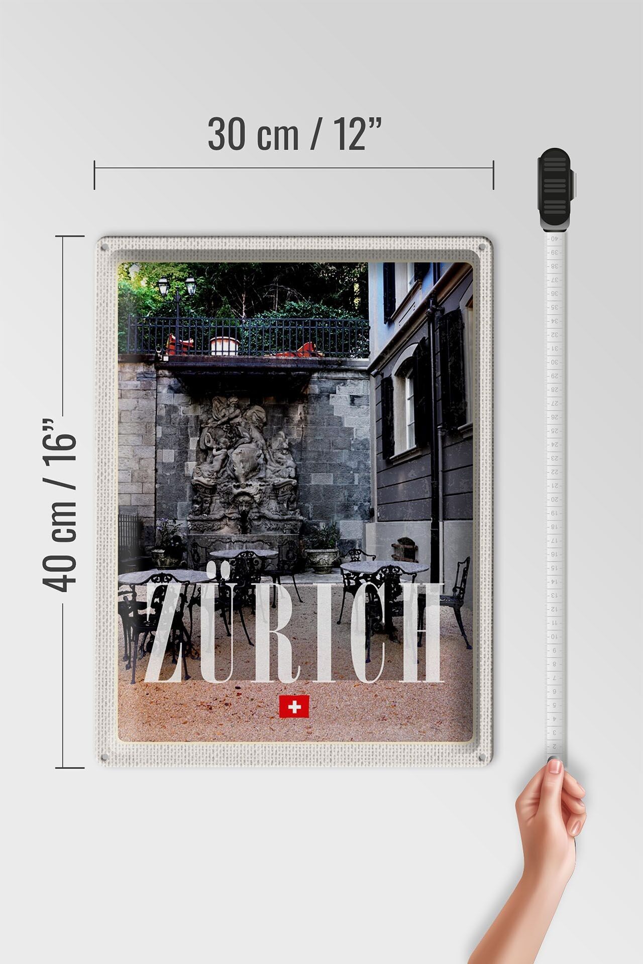 Buy wholesale Tin sign travel 30x40cm Zurich Switzerland sculpture