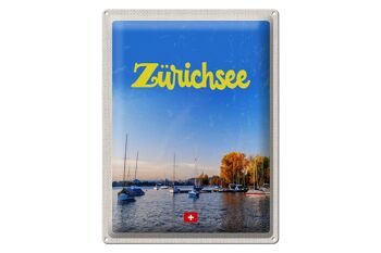 Panneau en étain voyage 30x40cm, lac de Zurich, nature, bateaux, voyage en bateau 1