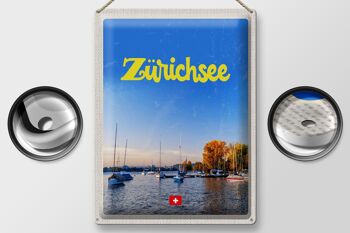 Panneau en étain voyage 30x40cm, lac de Zurich, nature, bateaux, voyage en bateau 2