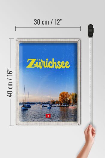 Panneau en étain voyage 30x40cm, lac de Zurich, nature, bateaux, voyage en bateau 4