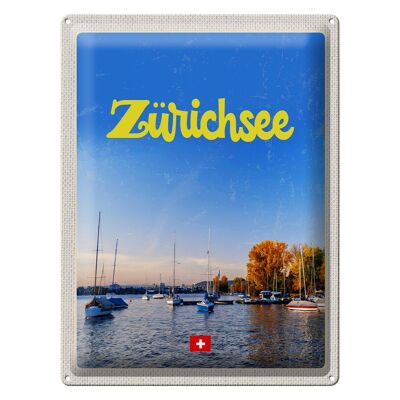 Blechschild Reise 30x40cm Zürich See Natur Boote Bootstrip