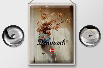 Plaque en tôle voyage 30x40cm Danemark fleurs fanées dans un vase 2