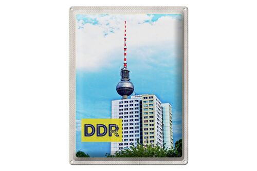 Blechschild Reise 30x40cm DDR Fernsehturm und Häuser