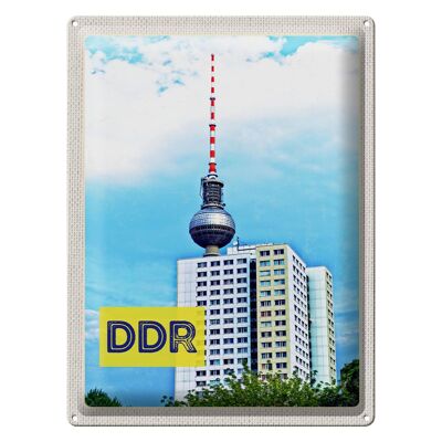 Blechschild Reise 30x40cm DDR Fernsehturm und Häuser