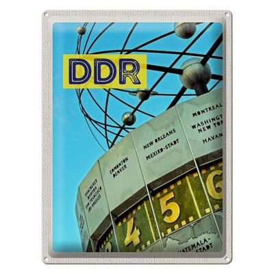 Targa in metallo da viaggio 30x40 cm Orologio mondiale DDR Berlino