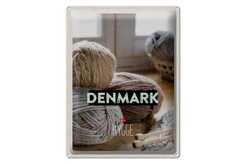 Plaque en tôle voyage 30x40cm Danemark laine blanc gris crochet doux 1