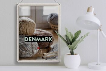 Plaque en tôle voyage 30x40cm Danemark laine blanc gris crochet doux 3