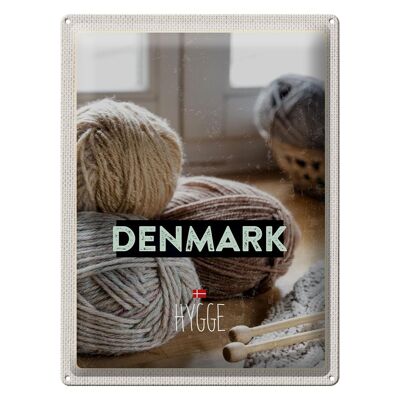 Plaque en tôle voyage 30x40cm Danemark laine blanc gris crochet doux