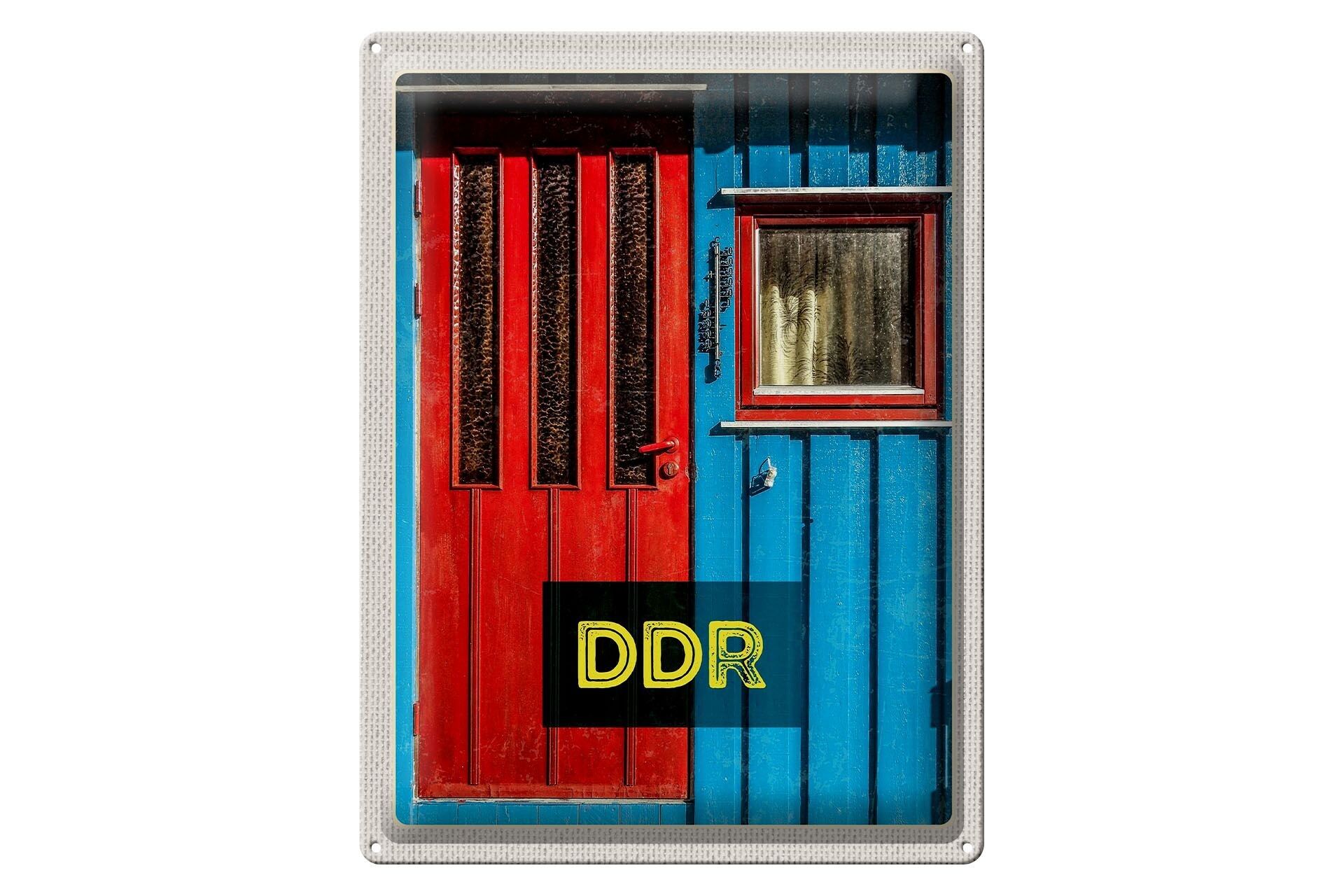 Blechschild Reise 30x40cm DDR buntes Haus