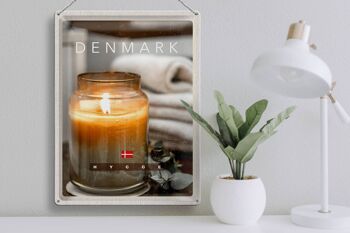 Plaque en étain voyage 30x40cm Danemark bougie en verre serviette fleur 3