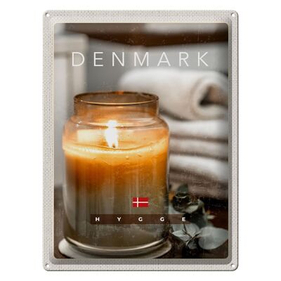 Targa in metallo da viaggio 30x40 cm Danimarca candela in asciugamano fiore di vetro