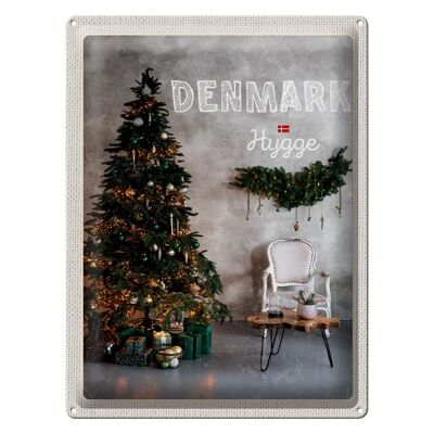 Tin sign travel 30x40cm Denmark Christmas Christmas tree